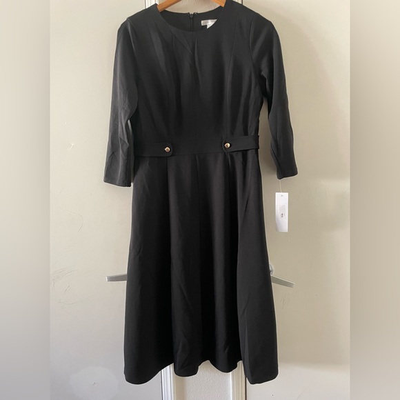 London Times women’s Side Tab Fit & Flare Dress - Picture 2 of 4